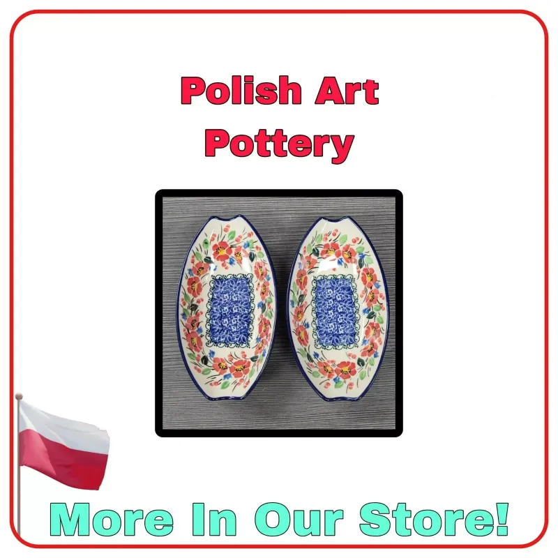 2 unikat cherry colored floral polish art pottery unikat 4919 casserole 6 3/4"