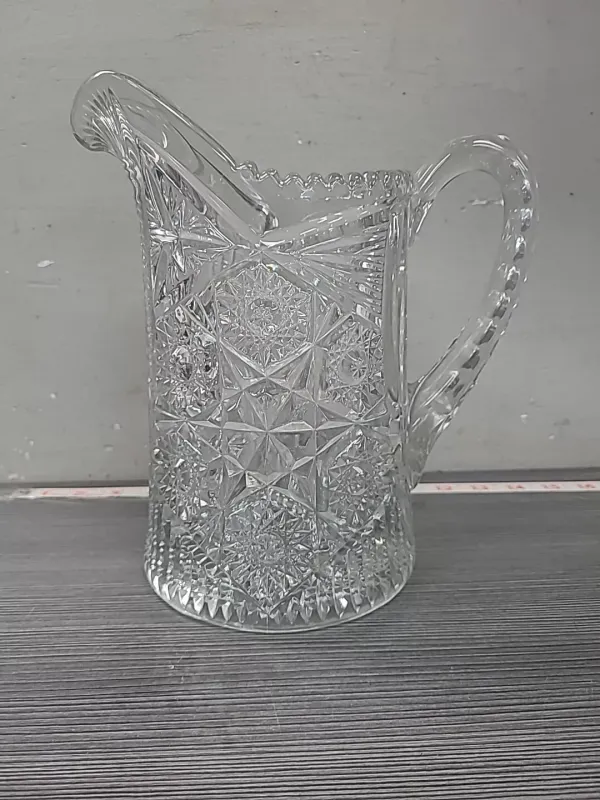 466 Clear by Imperial Glass Ohio Eapg Extra Large Pitcher hobstar 9.5" VINTAGE