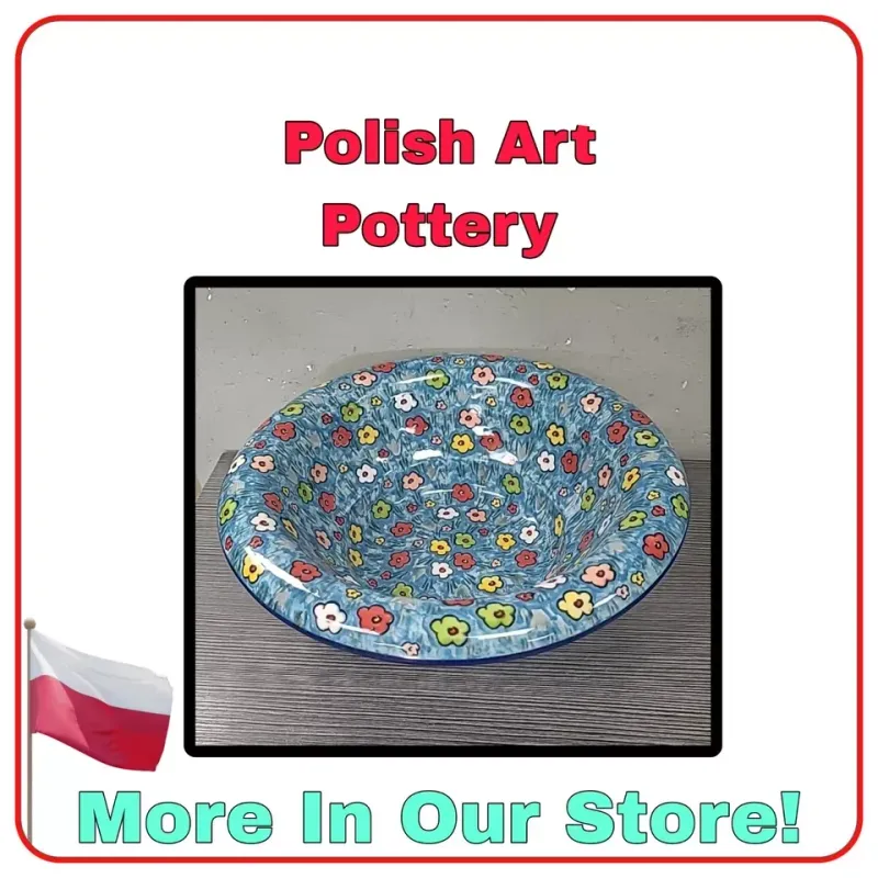 9" BATTER SERVING BOWL WHIMSICAL CARTOON PANSY IN BLUE MIXING UNIKAT 6913