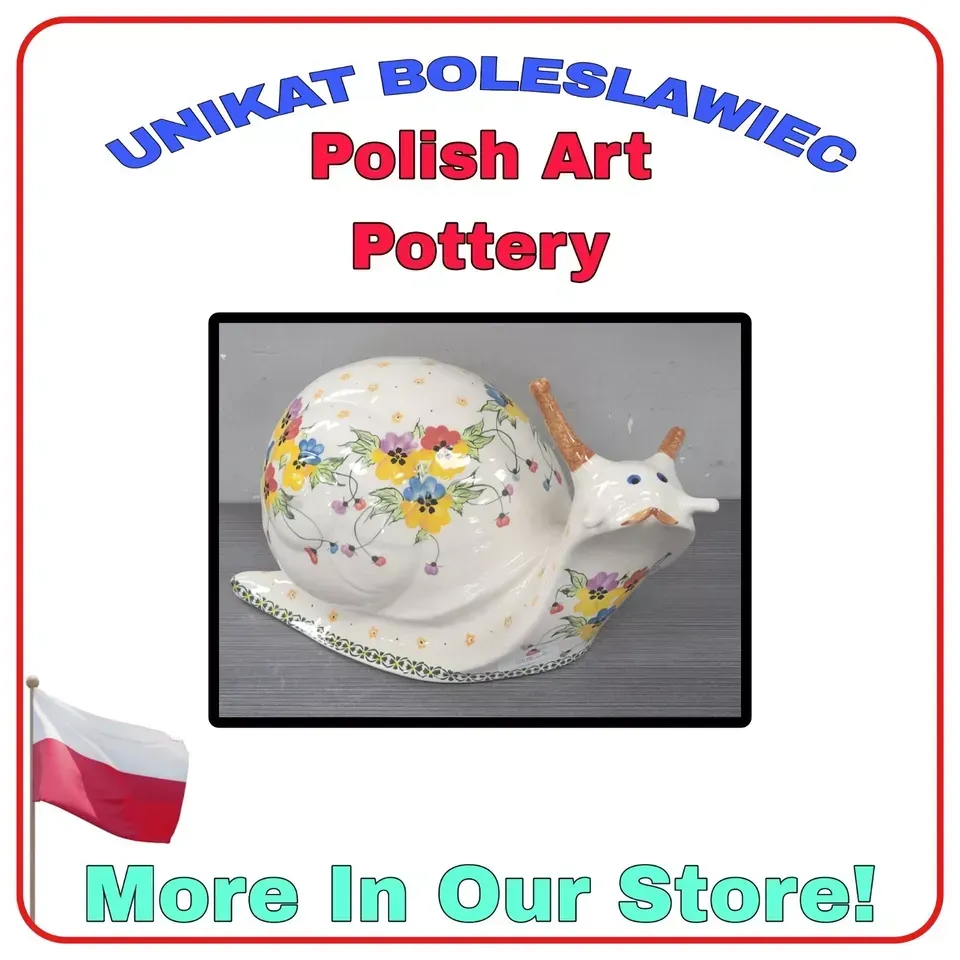 ANDY UNIKAT BOLESLAWIEC POLAND ART POTTERY HANDMADE SNAIL 14" table centerpiece