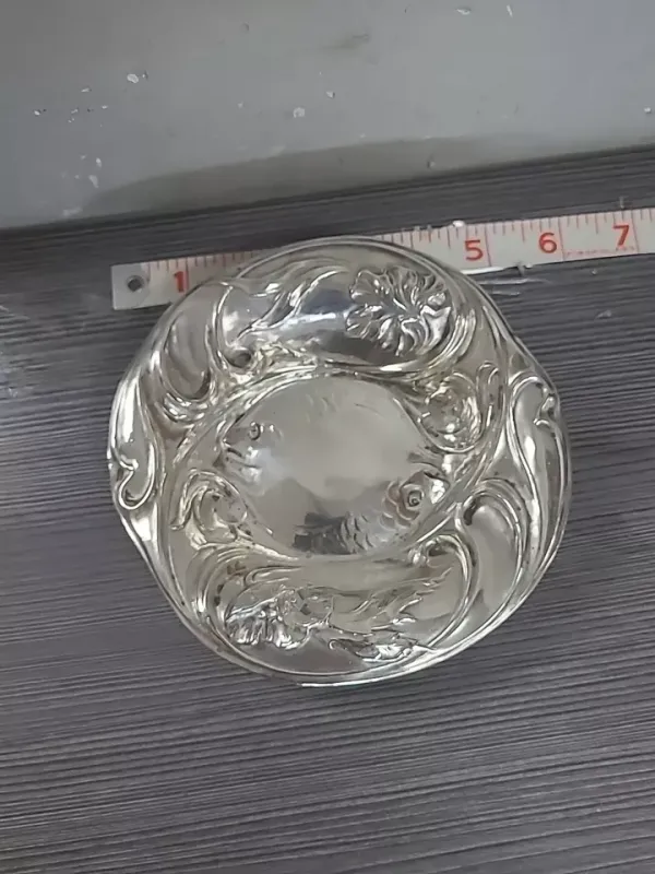 Antique c1900 MAUSER American Sterling Silver Art Nouveau Fish Bowl Dish 64g