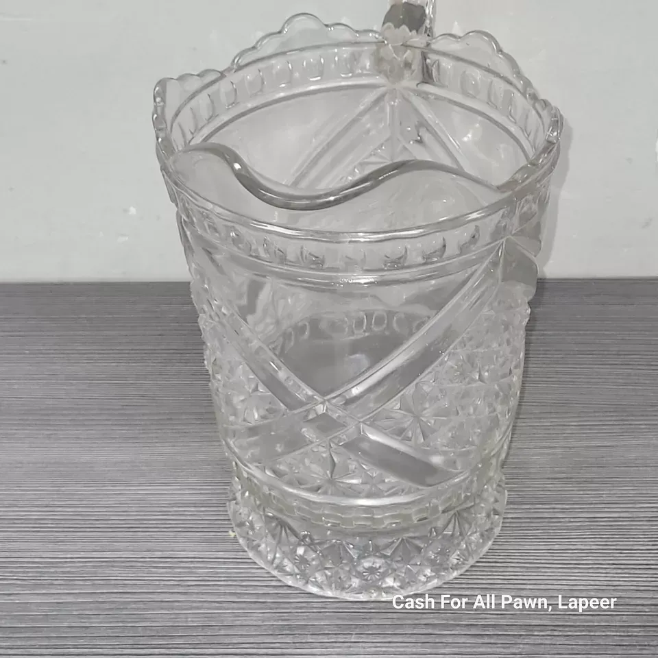 ANTIQUE WATER PITCHER DAISY & BUTTON W CROSSBARS EARLY AMERICAN PRESSED GLASS