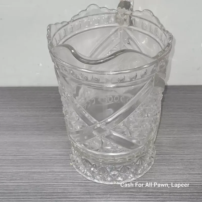 ANTIQUE WATER PITCHER DAISY & BUTTON W CROSSBARS EARLY AMERICAN PRESSED GLASS