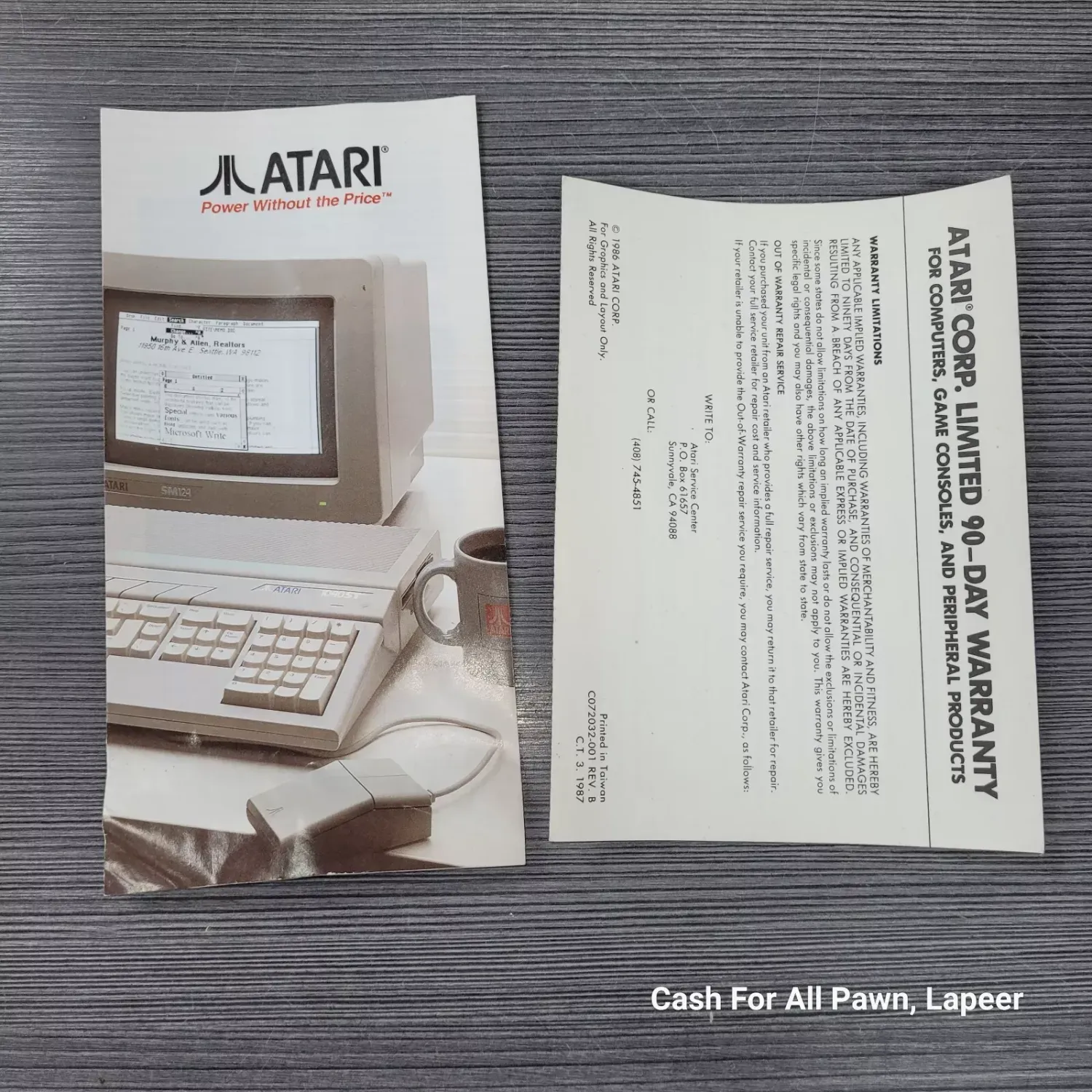 Atari 1040st Sales Brochure Pamphlet Power Without Price Vintage 80s warranty