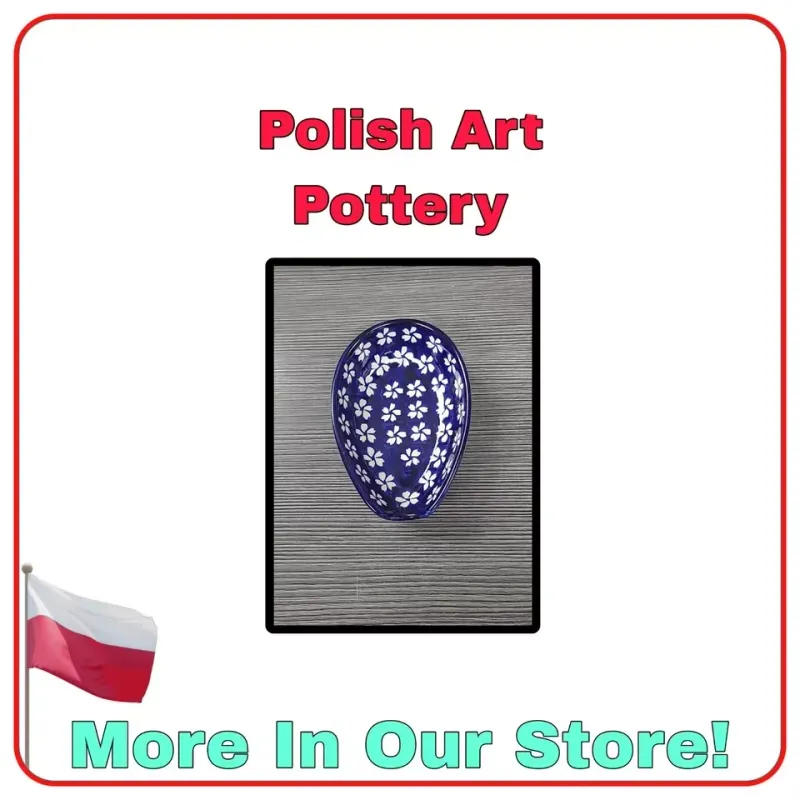 CERAMIKA BOLESLAWIEC MILLENA COBALT BLUE SPOON REST POLISH POTTERY ART FLOWER