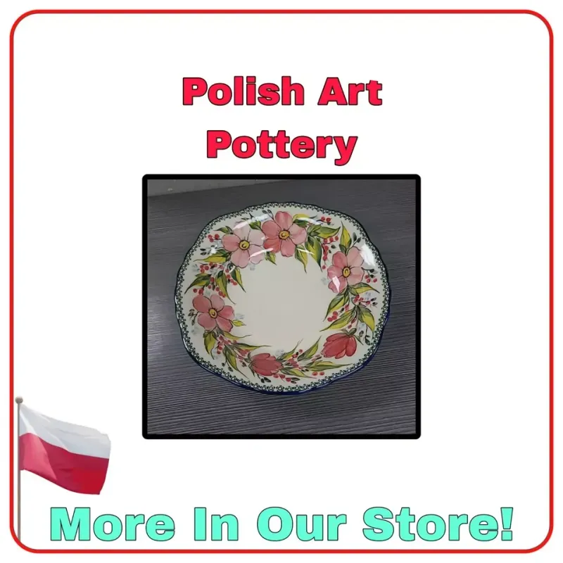 CERAMIKA BOLESLAWIEC PINK FLOWER 9" MILLENA UNIKAR POLISH ART POTTERY