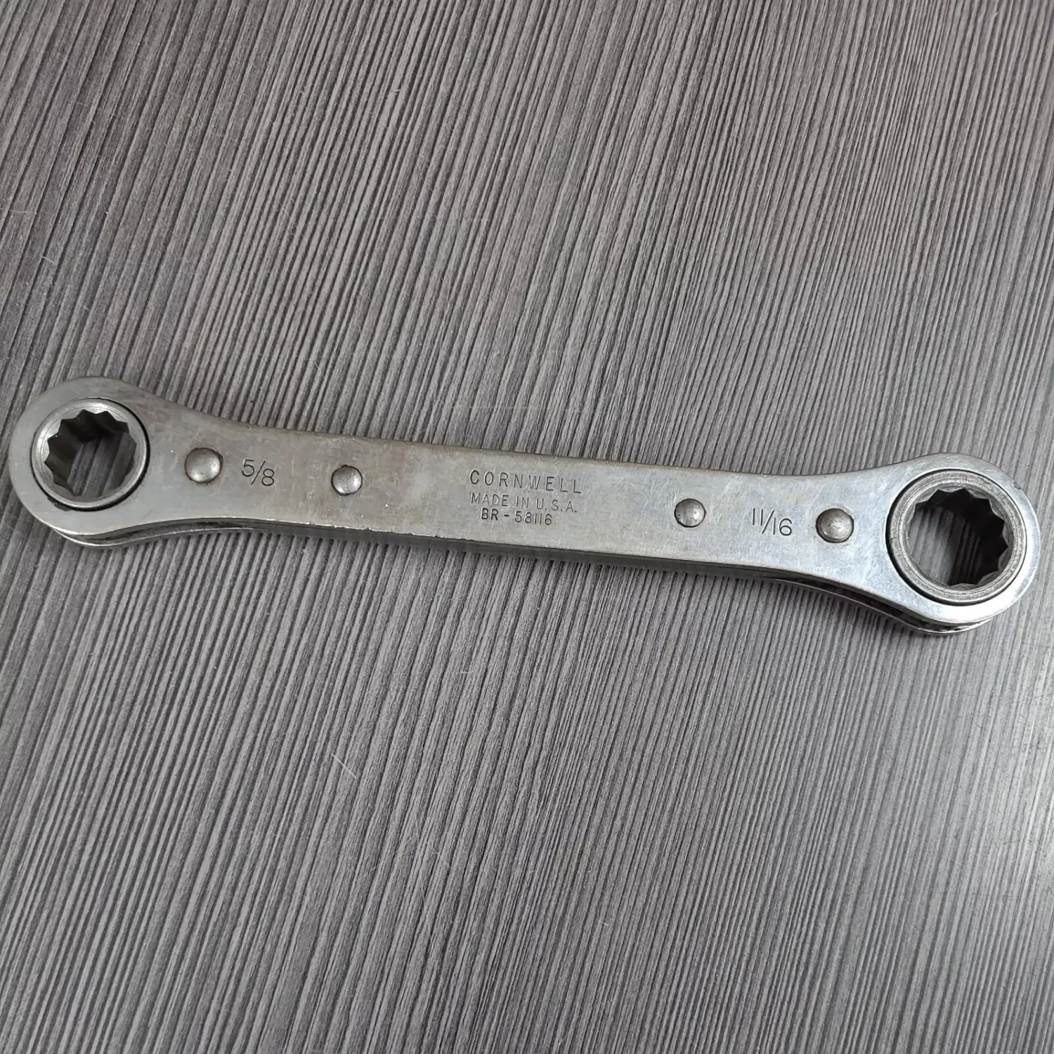 CORNWELL 5/8" 11/16" Ratcheting Box End Wrench 12 Point BR-58116 USA TOOL