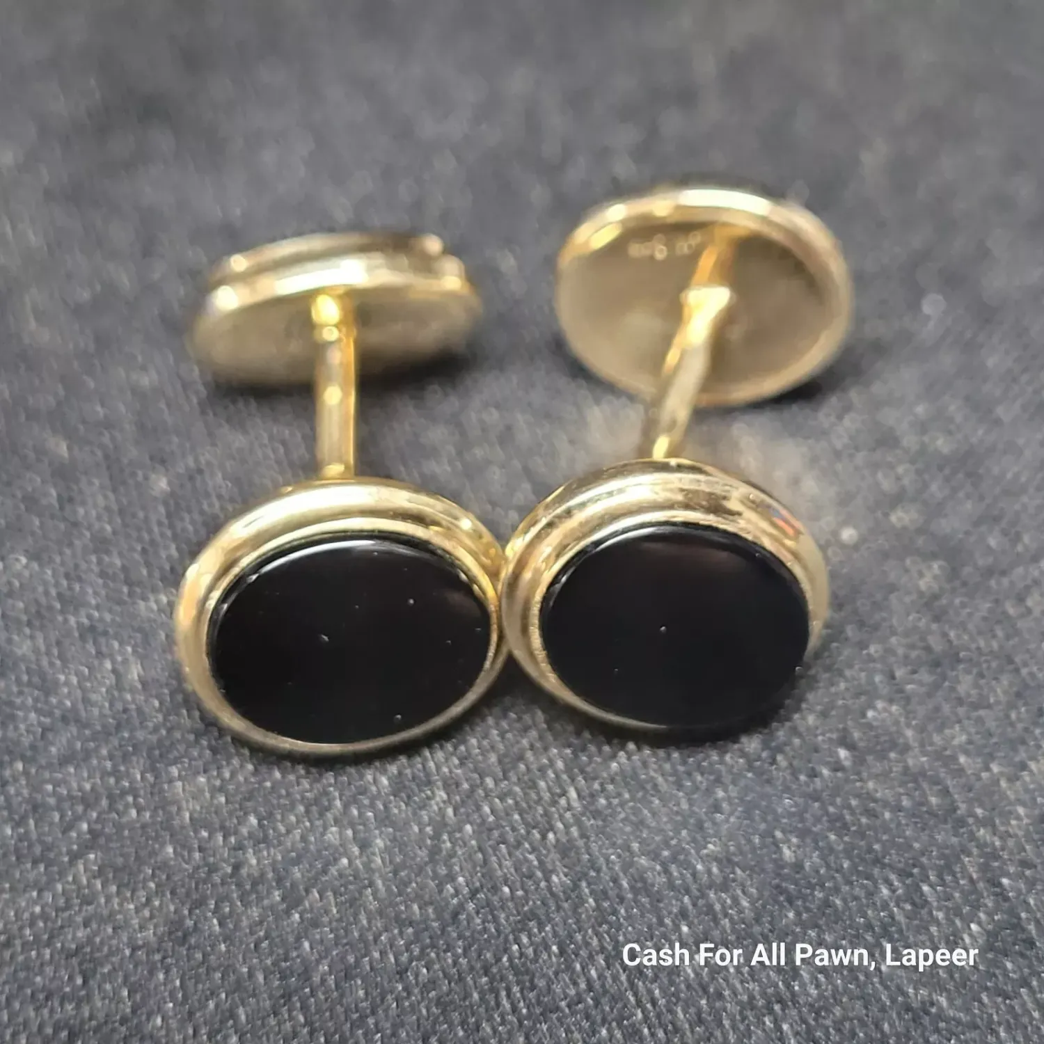 Dolan Bullock Cufflinks 14K Gold Sterling Silver Onyx Mens Fine vintage 7.9g