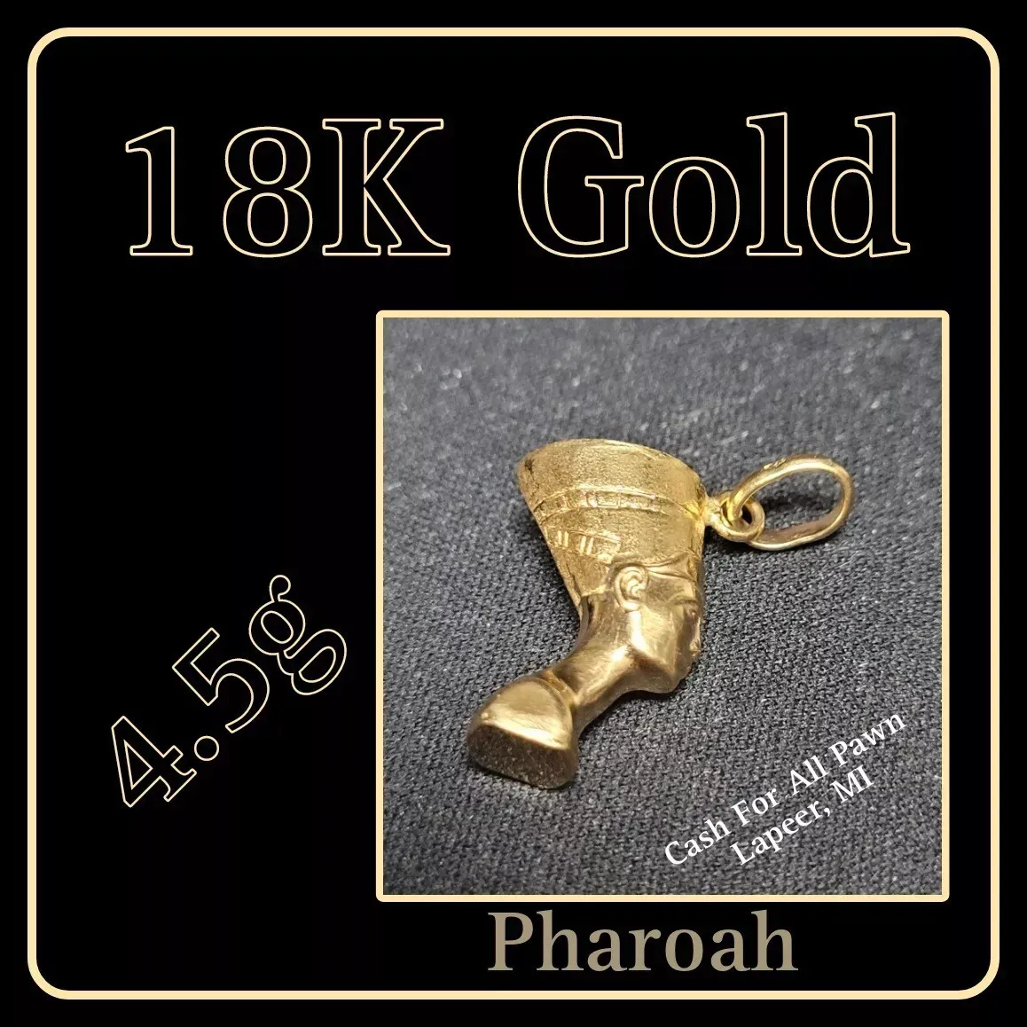 Estate 18k Gold Unique Charm Egyptian Pharaoh Pendant for Necklace Bracelet 4.5g