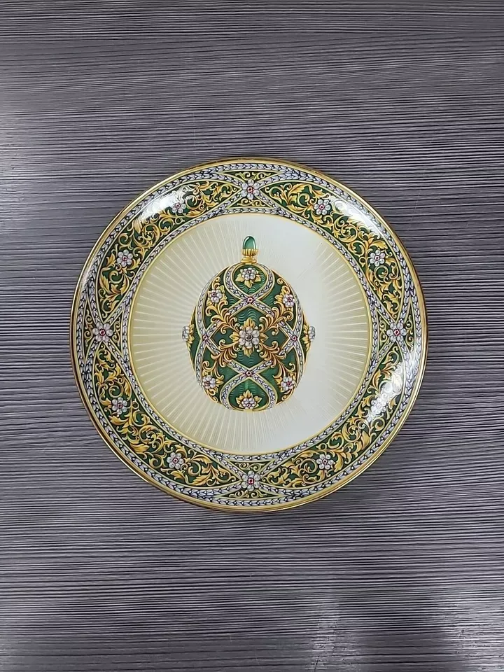 House of Faberge Garden of Jewels Imperial Egg 8" Decorative Plate Green