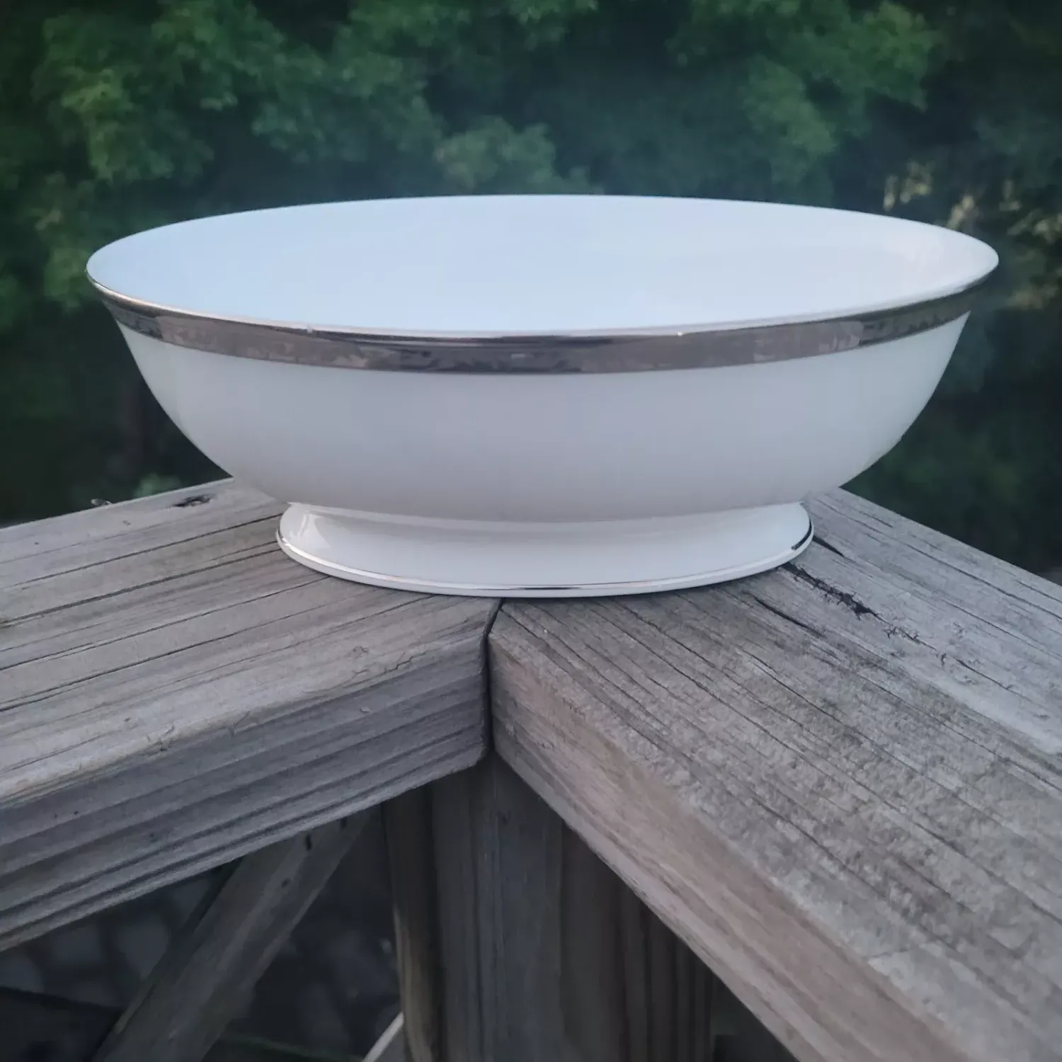 LENOX LANDMARK PLATINUM Fine China Trim White Vintage Vegetable Dish Bowl