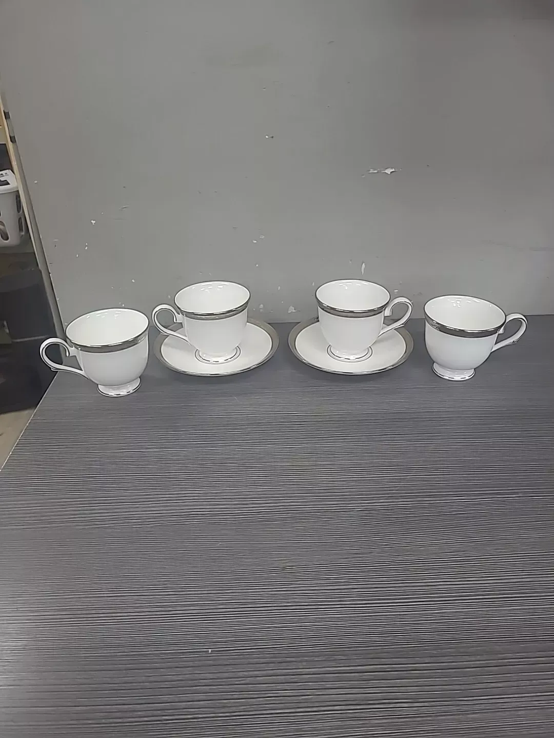 Lenox "Landmark Platinum" Footed  4 Cup and 2 Saucer  CHINA LOT