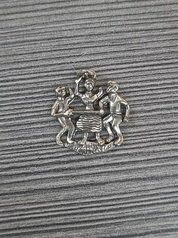 LIMBO STERLING SILVER CHARM PENDANT 2 MEN HOLDING STICK WOMAN LIMBOING SS 3.6G