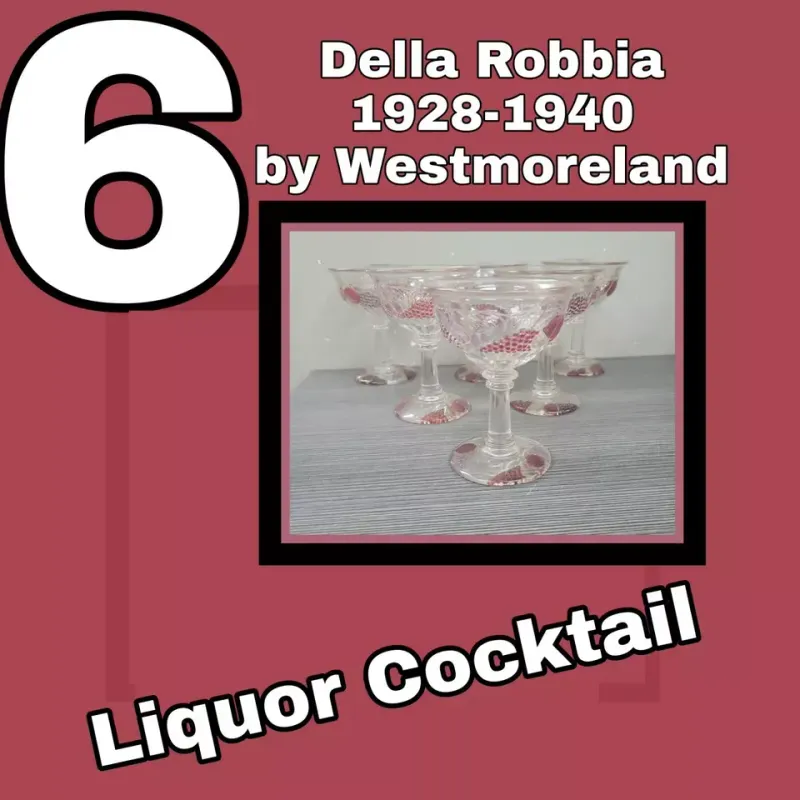 LIQUOR COCKTAIL SHERBET Della Robbia VINTAGE westmoreland glass depression x6