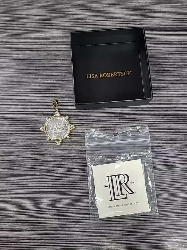 LISA ROBERTSON ITALIANA L.500 COIN CHRISTOPHER COLUMBUS SHIPS PENDANT