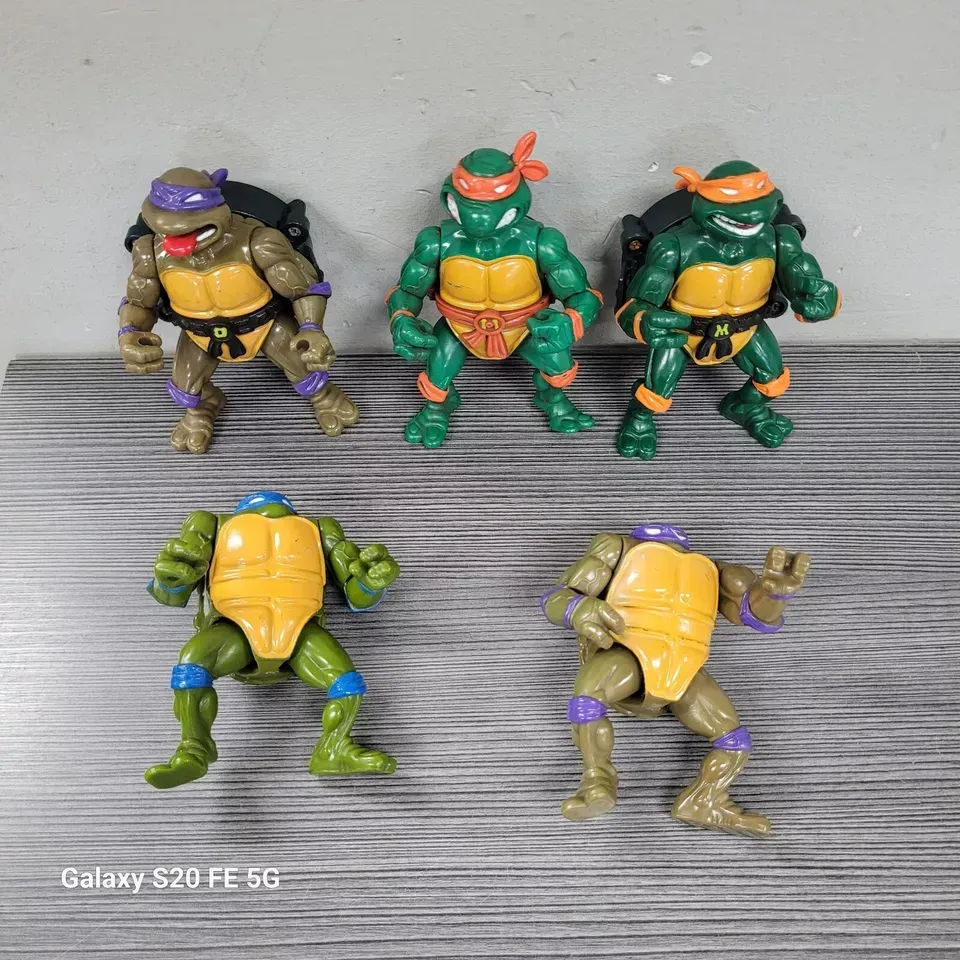 lot of 5 tmnt turtles lot vintage toys Donatello Michelangelo Leonardo 2 sewer