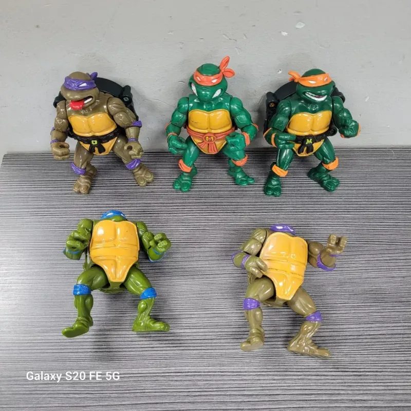 lot of 5 tmnt turtles lot vintage toys Donatello Michelangelo Leonardo 2 sewer