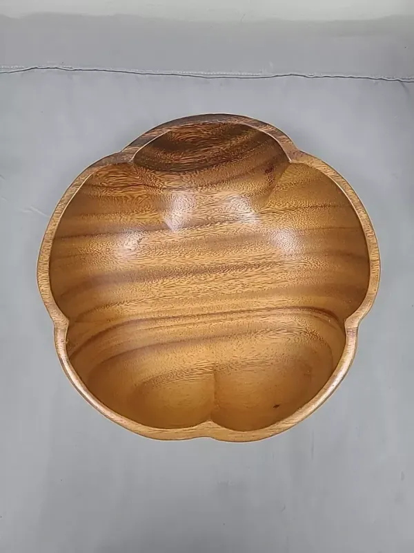 Mid Century Teak & Capiz Shell Bowl by Shell-Craft Products MCM W STICKER