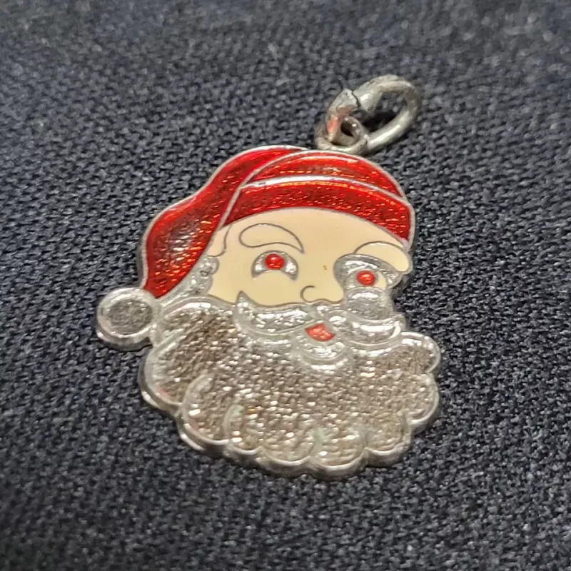 SPENCER 925 Sterling Silver Vintage Colorful Enamel Santa Claus Charm Pendant