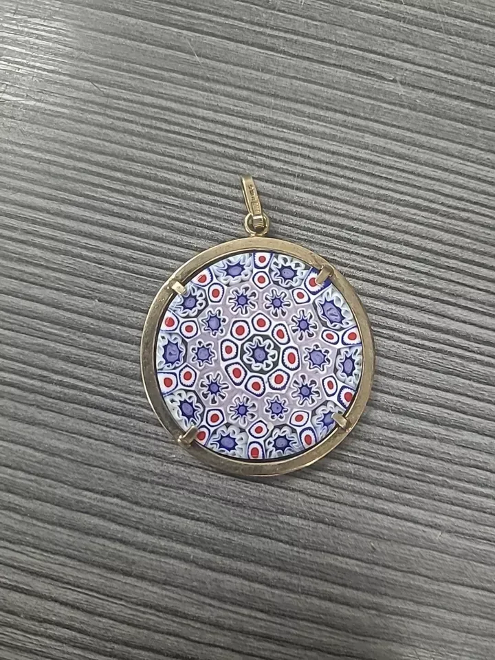 Sterling Silver Gold Vermeil Pink Blue Red white Large Millifiori Pendant Only
