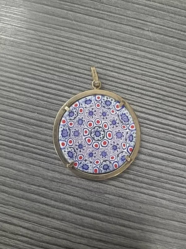 Sterling Silver Gold Vermeil Pink Blue Red white Large Millifiori Pendant Only