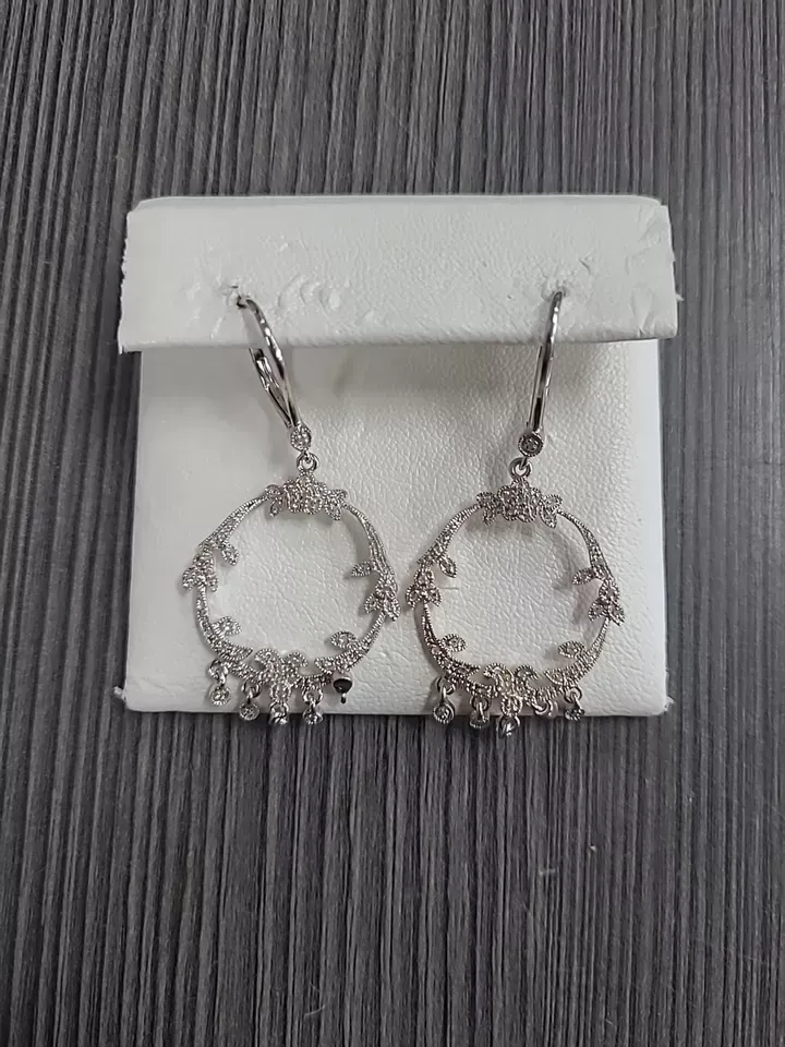 sterling silver ormula wreath w diamonds 925 dangle earrings 6.3 g