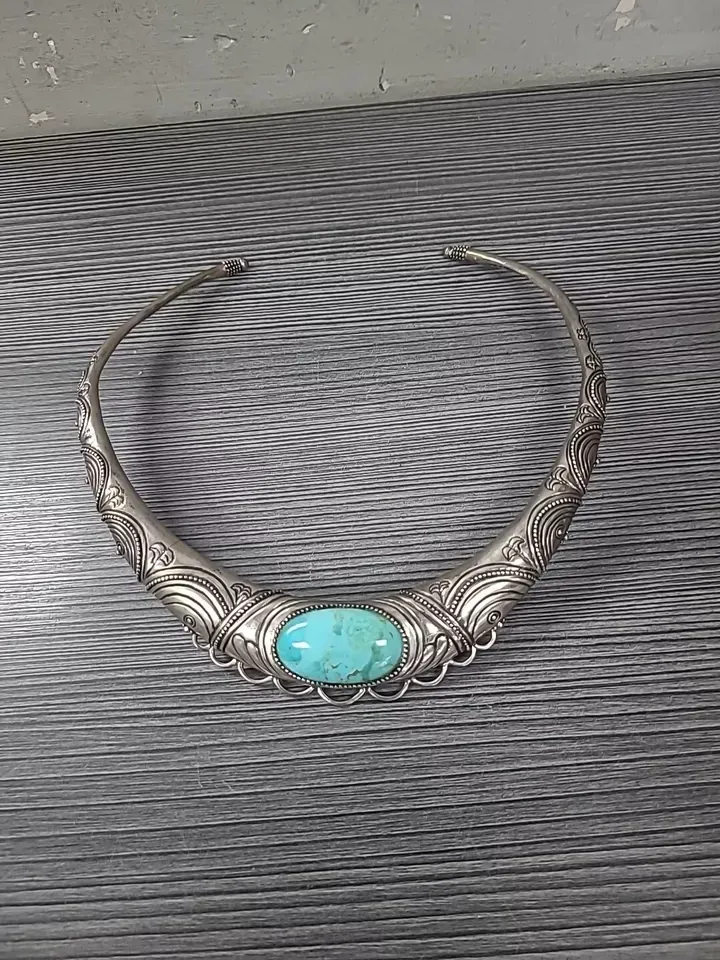 Studio BARSE HSN .925 sterling Oval Turquoise Collar necklace 60G
