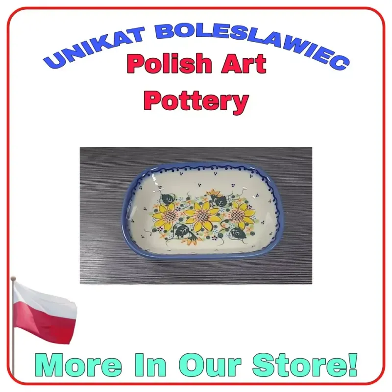 UNIKAT Boleslawiec Polish art Pottery GALIA Soap or Trinket Dish 6 1/8" NWT