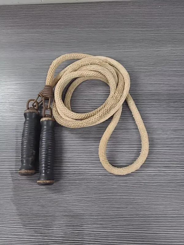 Vintage Athletic Cotton Jump Rope Wooden Handles Swivel 80” 1950's