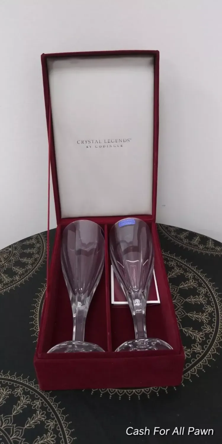 Vintage Crystal Legends Champagne Flutes by Godinger Silver Art Pr 8 3/4"