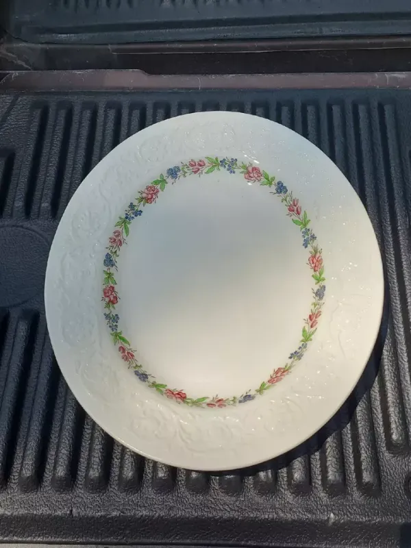 Vintage IRONSTONE BOOTH'S FLORAL BORDER LG TURKEY PLATTER PINK BLUE BORDER 1890s