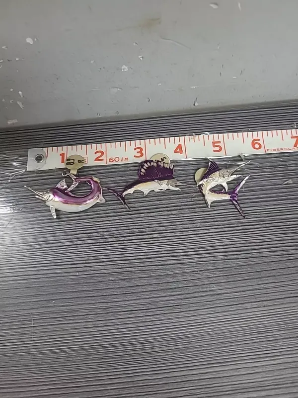 vintage lot fo 3 sterling silver purple marlin swordfish pendant 22g enamel