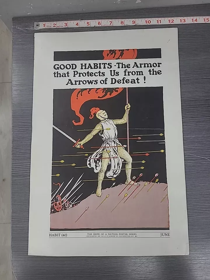 Vintage RARE 1937 The Hope Of A Nation Poster habit No.40 full color knight