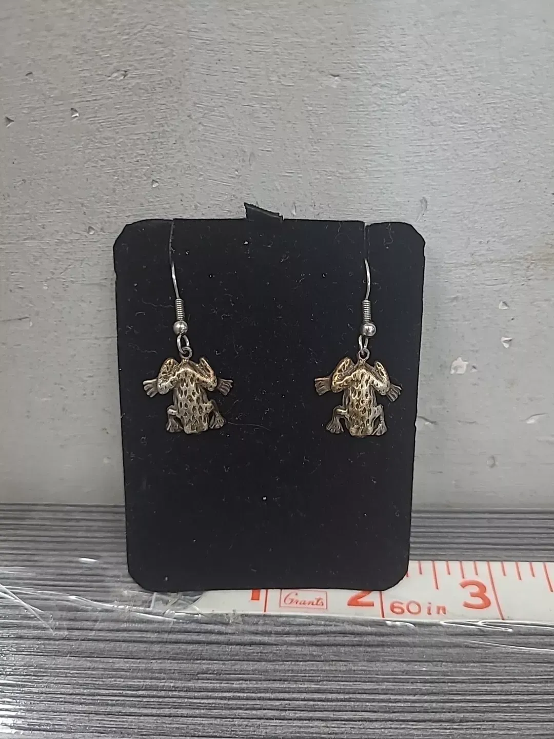 VINTAGE Sterling Silver Tree Frog Dangle Earrings Pierced 925 6.7G AMPHIBIAN
