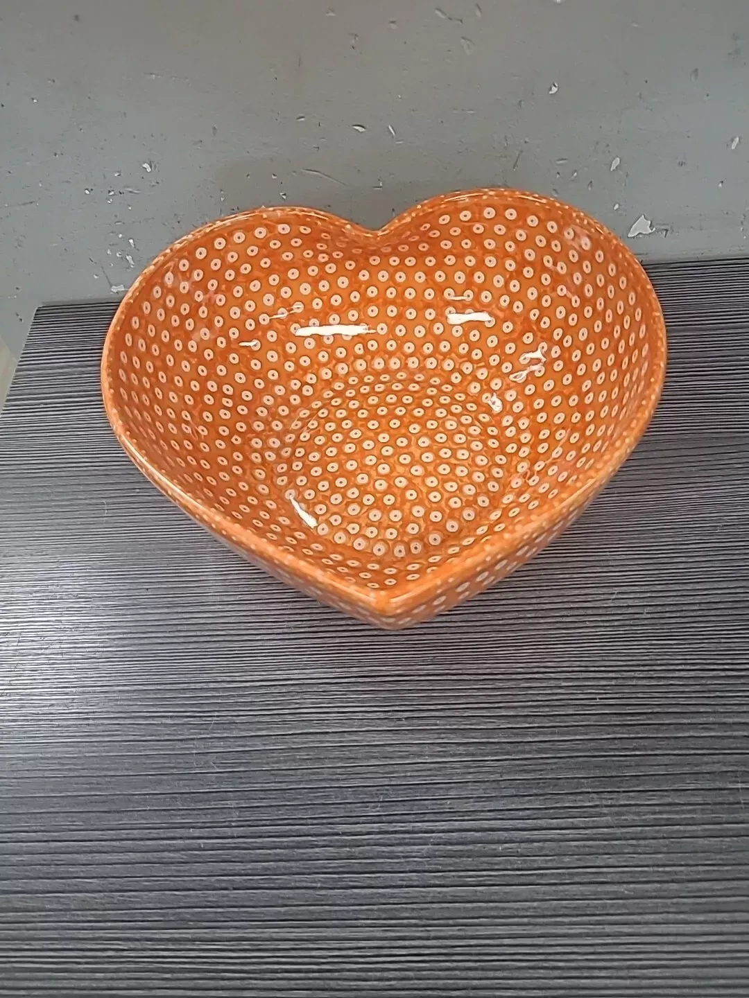 VINTAGE UNIKAT POLISH ART POTTERY 7" TANGERINE HAND MADE POLAND