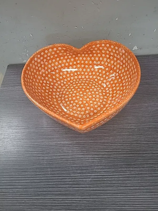 VINTAGE UNIKAT POLISH ART POTTERY 7" TANGERINE HAND MADE POLAND