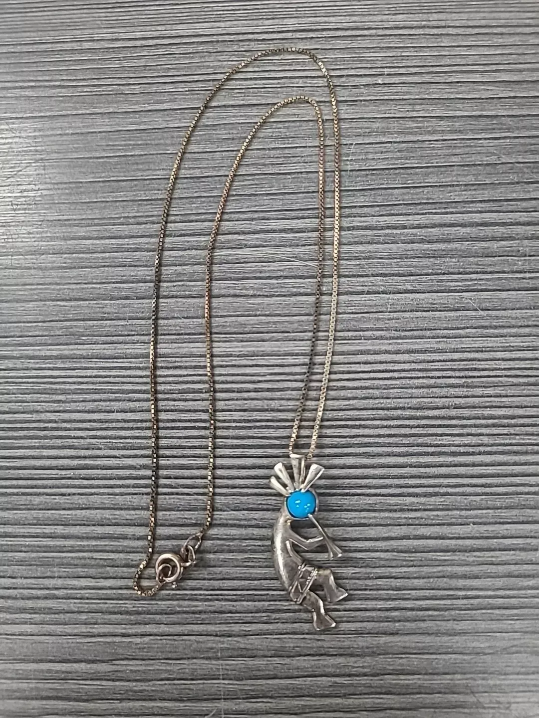 VTG Sterling Silver NAVAJO JIM CALLADITTO Turquoise Kokopelli Necklace PendanT
