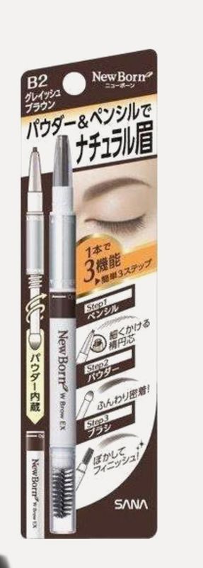 SANA NewBorn W Brow EX Eyebrow Pencil, Powder and Brush
