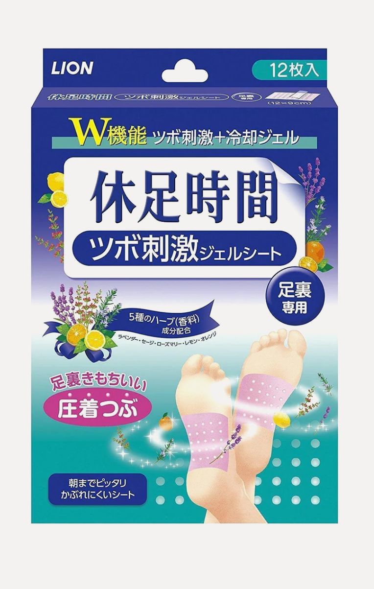Lion Kyusoku Jikan Cooling Gel Pad for Foot 12 Sheets