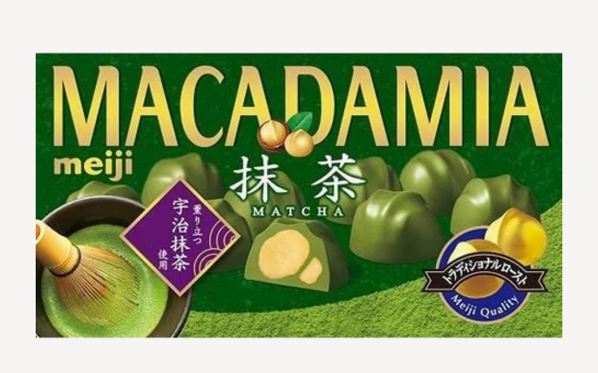 Macademia Nuts Matcha Chocolate Covered  Snack 9 Pieces Meiji