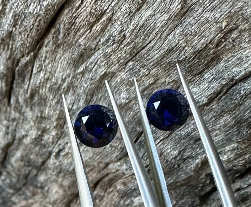 Pair of 1.1ct Blue Australian Sapphires