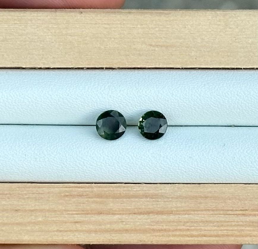 Pair of 0.65ct Green Australian Sapphire