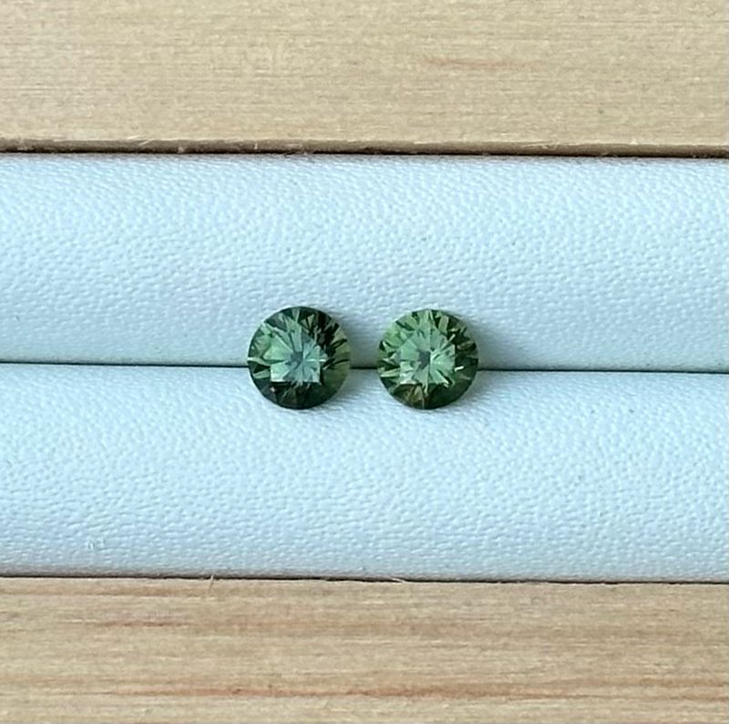 Pair of 0.4ct Green Australian Sapphire