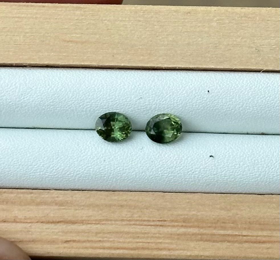 Pair of 0.6ct Green Australian Sapphire