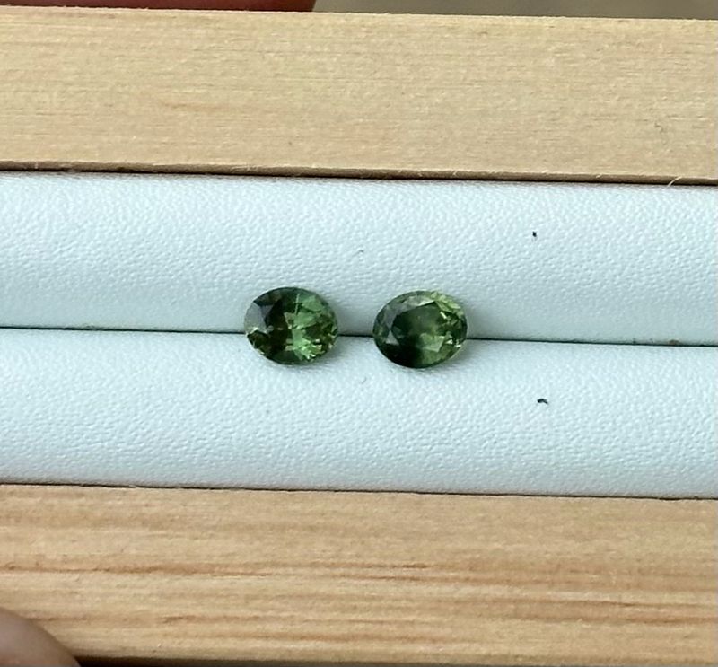Pair of 0.6ct Green Australian Sapphire