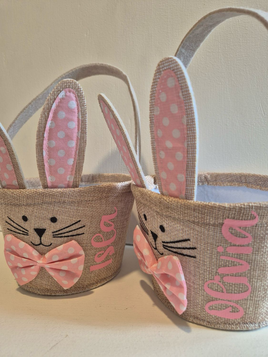 Personalised Woven Easter Basket - Pink