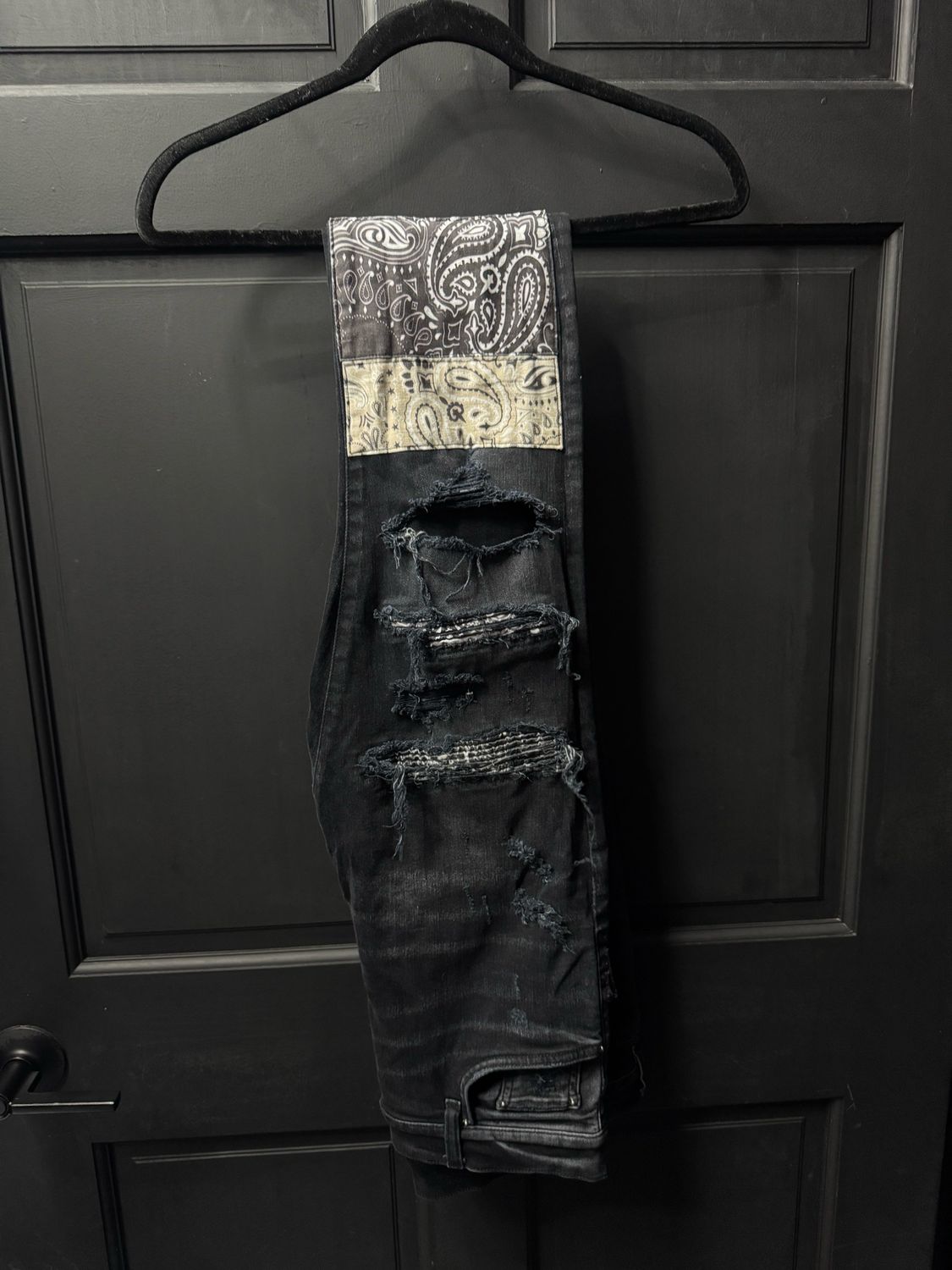 Amiri Multi Black Bandana Patch Jeans