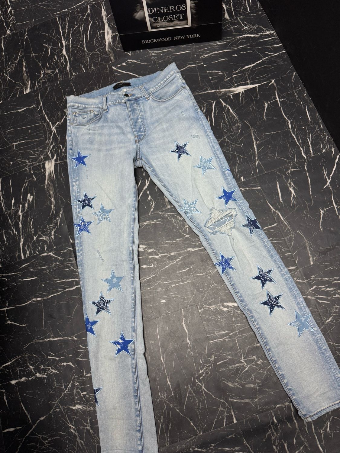 Amiri Jeans Light Wash Star Blue