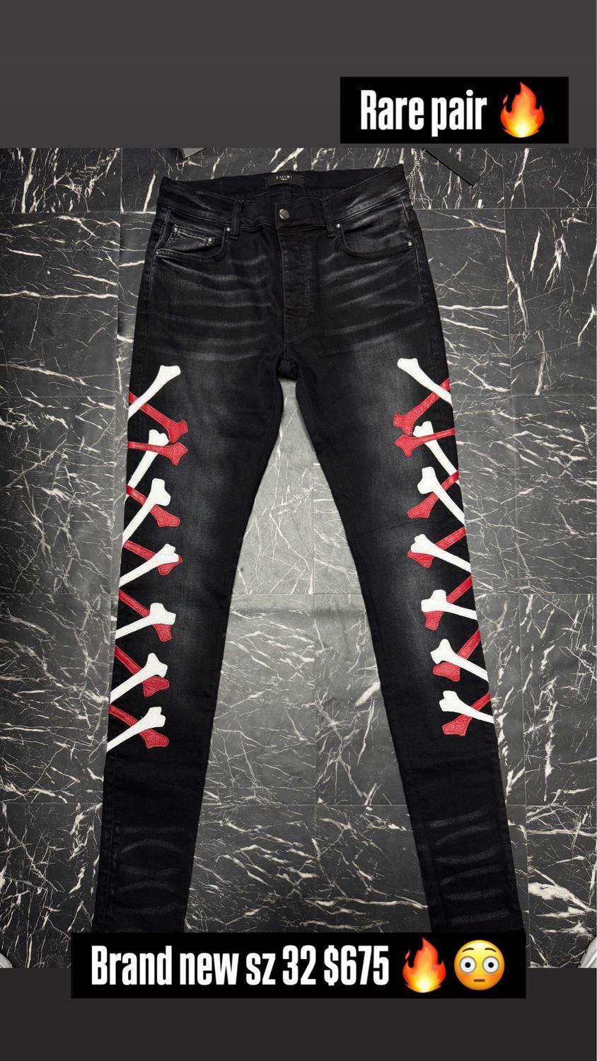 Amiri Bones Jeans Red White Black