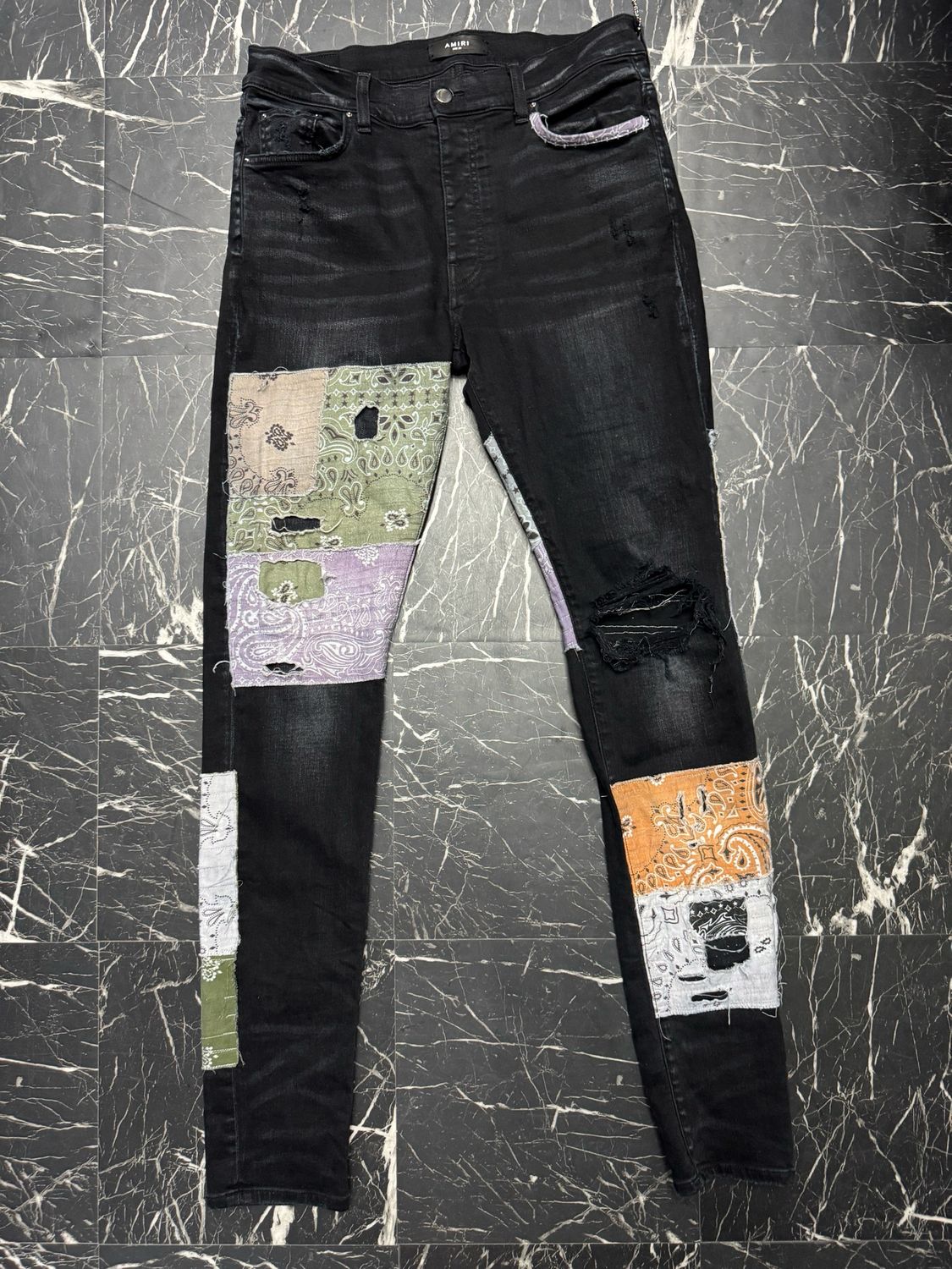 Amiri Jeans Patchwork Distressed